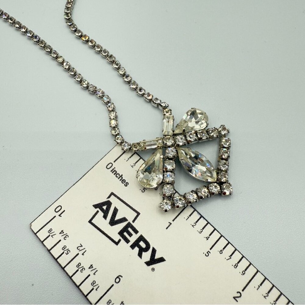 Rare 1940s Old Hollywood Vintage Rhinestone Necklace Signed Jayflex Sterling - Picture 6 of 10